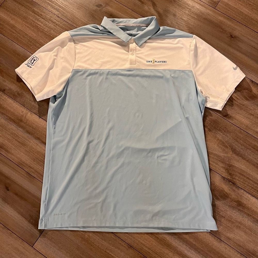 Nike Golf Dri-Fit The Players TPC Sawgrass‎ Polo Shirt XL Blue White Bin F-9